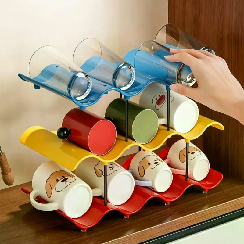 Stackable Wave Cup Drying Rack – Colorful Mug Organizer Cup Drying Rack SPOT