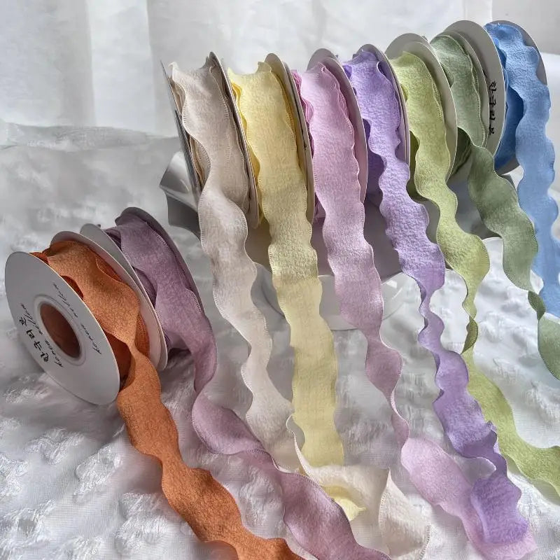 Wave Edge Chiffon Ribbon 10 Yards – DIY Gift & Bouquet Decor Decorative Craft Ribbon SPOT