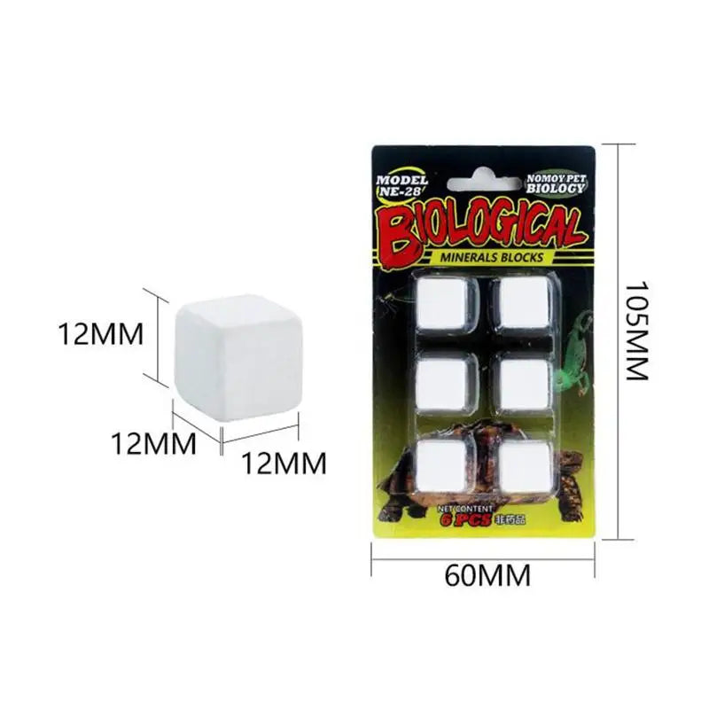 Turtle Calcium Mineral Blocks 6-Pack – Slow Release Aquatic Reptile Supplement SPOT White