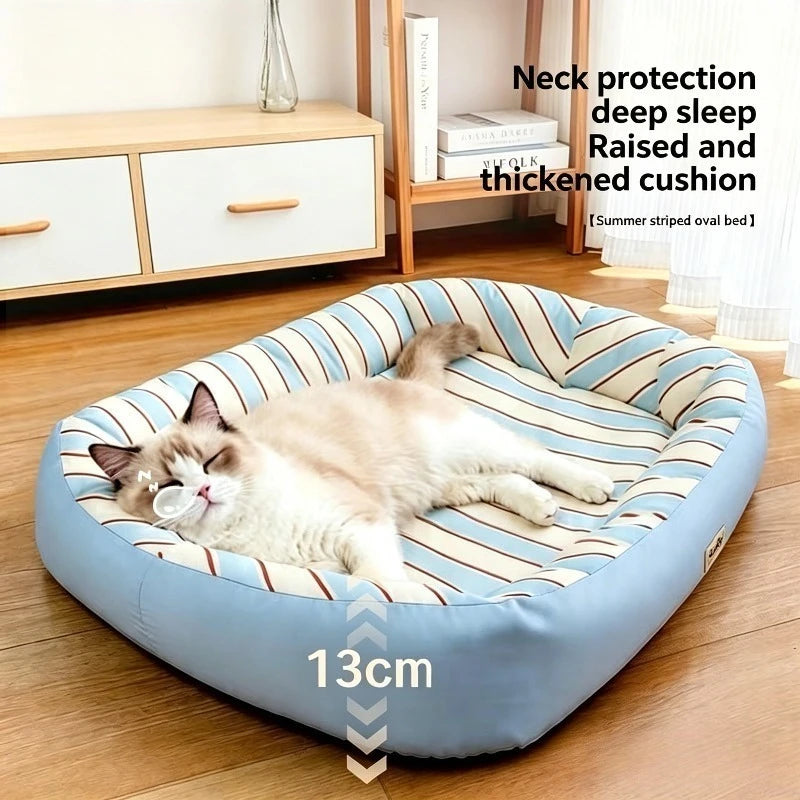 Striped Oval Pet Bed – Soft, Washable for Cats & Dogs Pet Bed SPOT