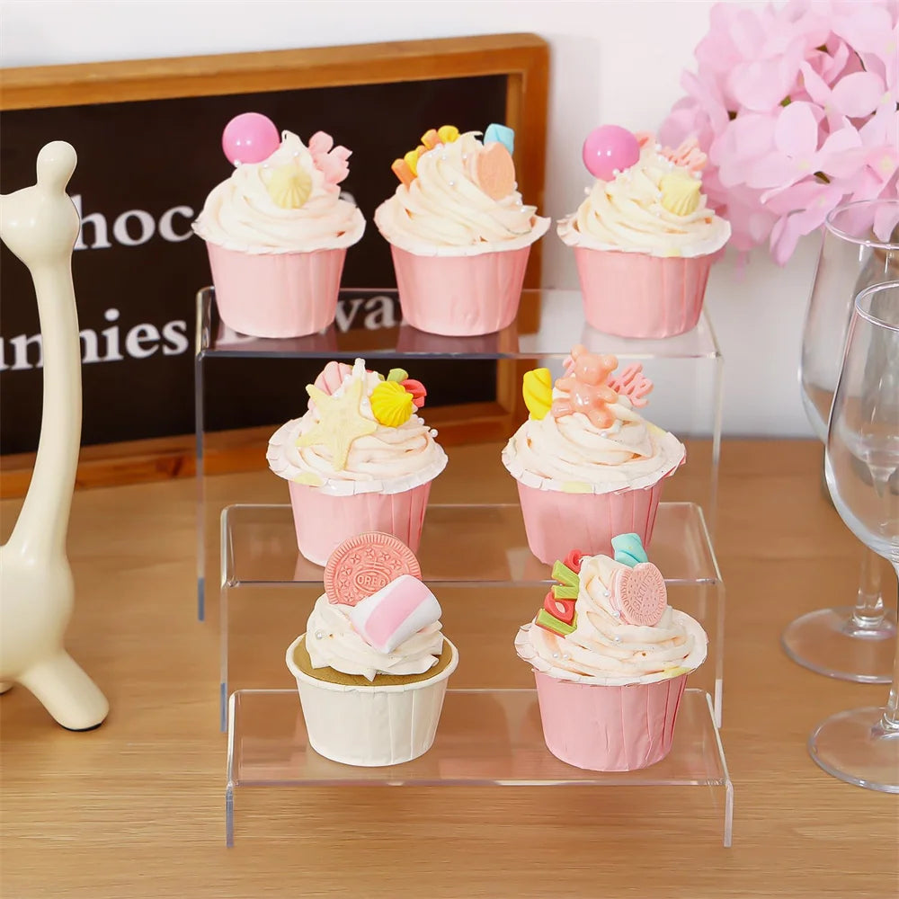 5-Piece Acrylic Cupcake Stand Set – Clear Rectangular Display Cupcake Display Stand SPOT