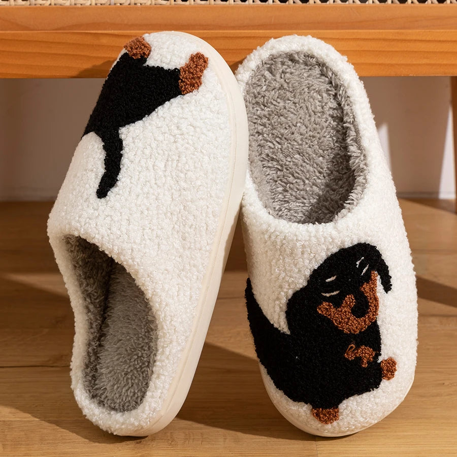 Dachshund Dog Women's Indoor Slippers – Cozy Winter Cotton Women's Indoor Slippers SPOT