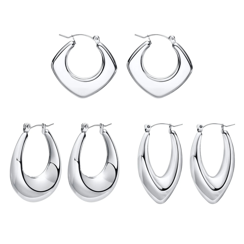 Geometric Tube Hoop Earrings – Stainless Steel Gold & Silver Hoop Earrings SPOT
