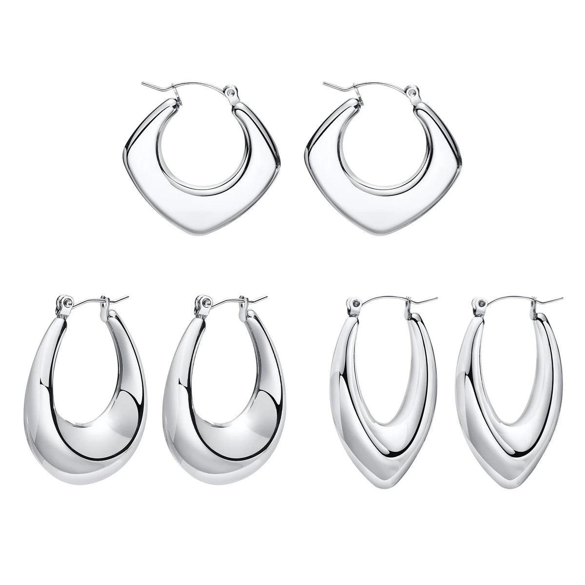 Geometric Tube Hoop Earrings – Stainless Steel Gold & Silver Hoop Earrings SPOT