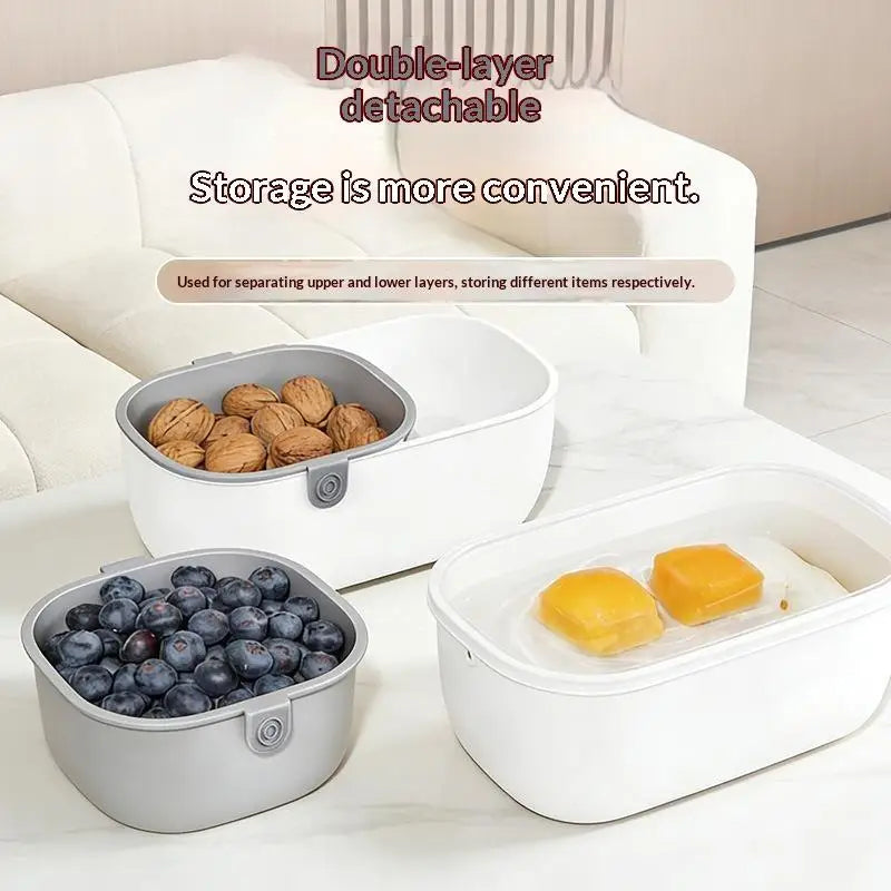 Double Layer Snack Box & Fruit Drain Basket – BPA-Free Snack Storage Container SPOT