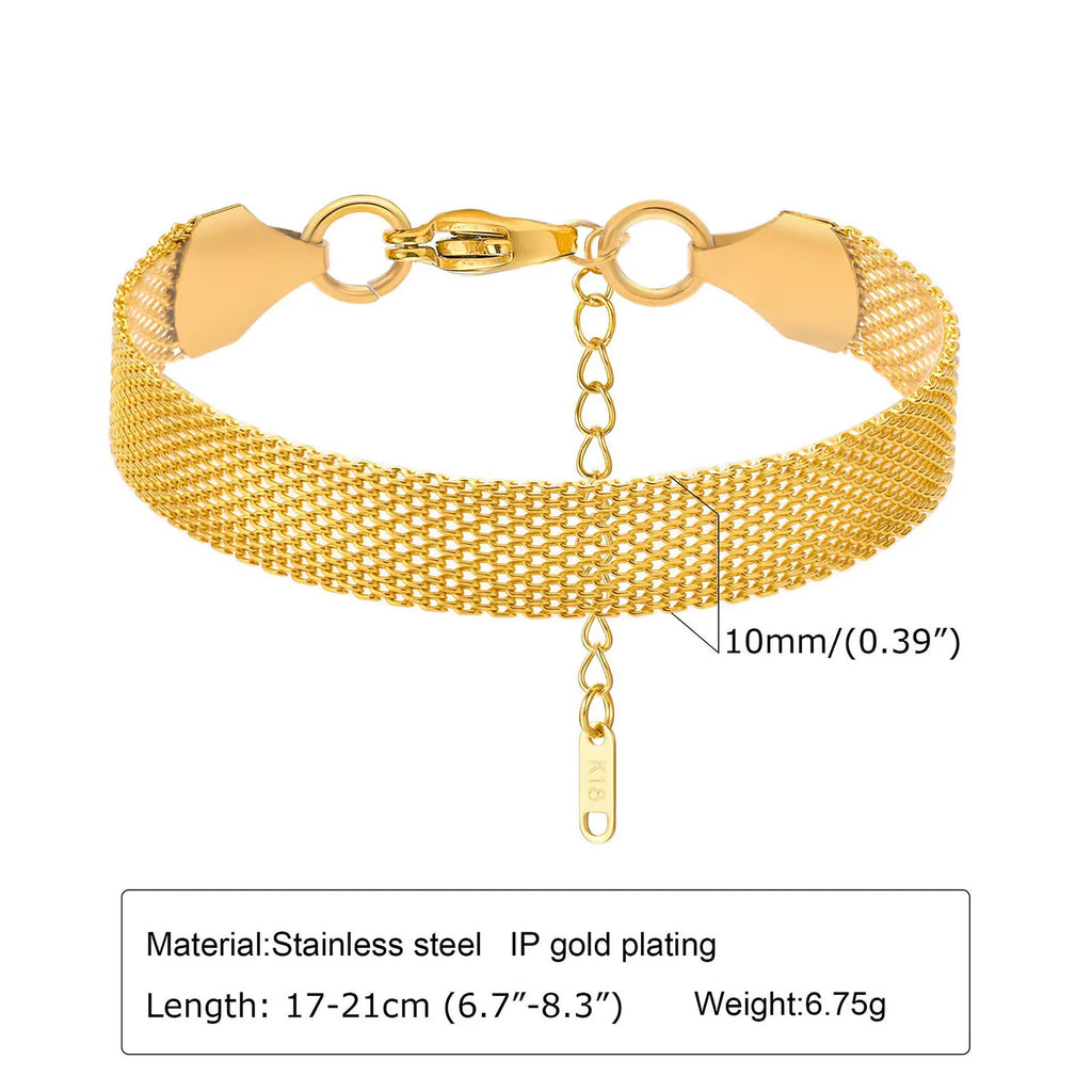 Meaeguet Vintage Mesh Link Bracelet – Stainless Steel Women Fashion Bracelet SPOT BR-1267G