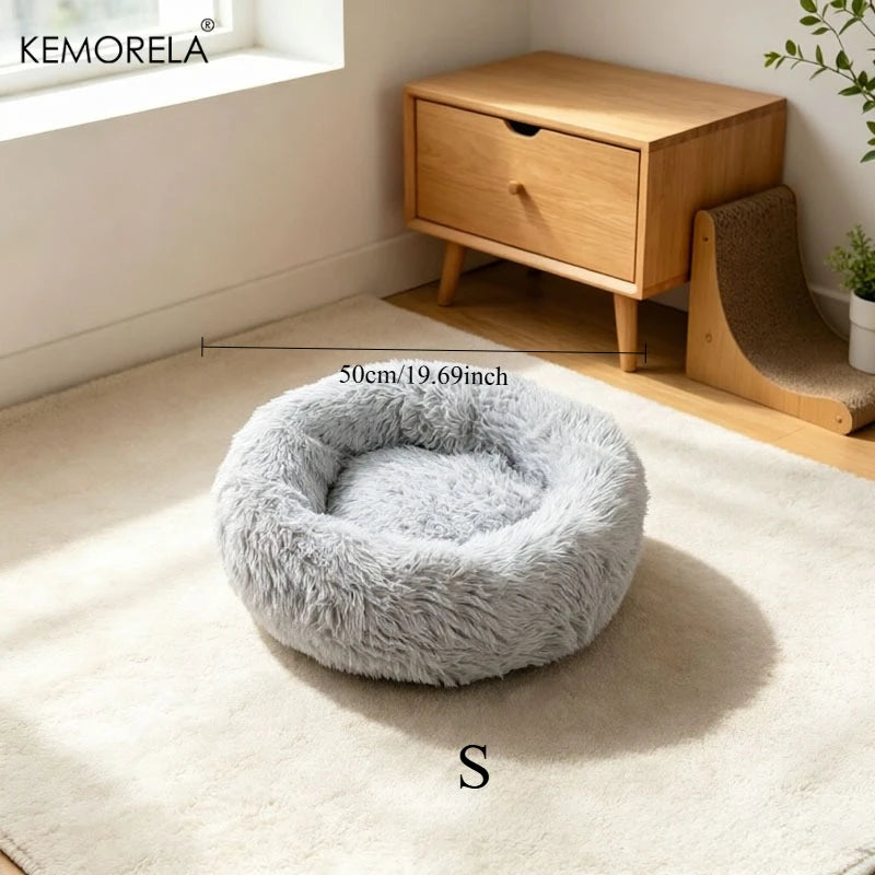 Ultra Soft Plush Dog & Cat Bed – Washable Pet Sleeping Bed Plush Pet Bed SPOT Gray S 50cm