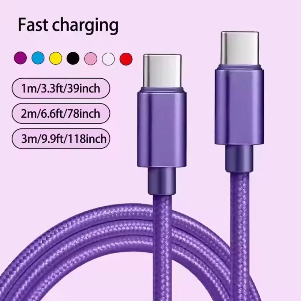 66W USB-C Fast Charging Cable 5A Nylon Braided 1m/2m/3m USB-C Charging Cable SPOT