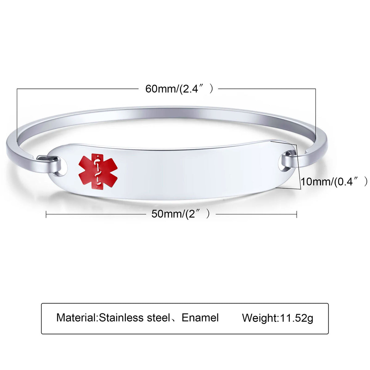 Personalized Engraved Stainless Steel ID Cuff Bracelet | SOS Alert ID Cuff Bracelet SPOT