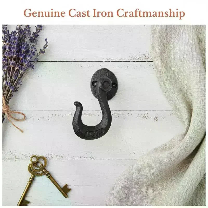 Retro Cast Iron Wall Hook – Heavy-Duty Matte Black, 10kg Wall Mounted Hook SPOT