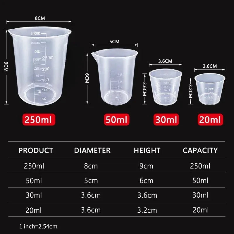 6-Piece Clear Plastic Measuring Cups Set with Pour Spout Measuring Cups Set SPOT