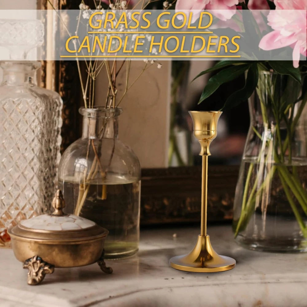 Set of 3 Vintage Metal Trumpet Candlestick Holders | Nordic Style Candle Holder Set SPOT