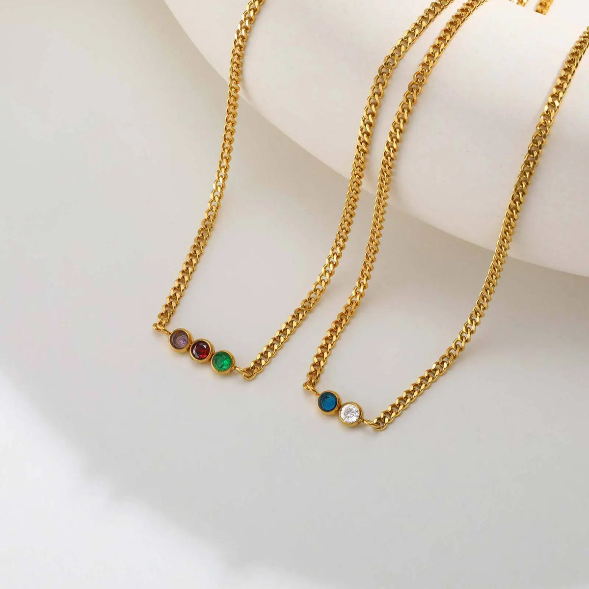 18K Gold Plated Colorful Zircon Cuban Chain Necklace Women Chain Necklace SPOT