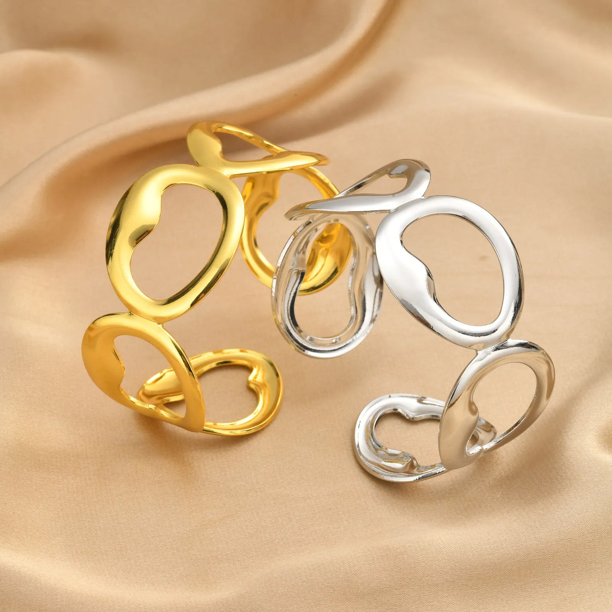 Meaeguet Silk Scarf Cuff Bracelet – Geometric Stainless Steel Cuff Bangle Bracelet SPOT