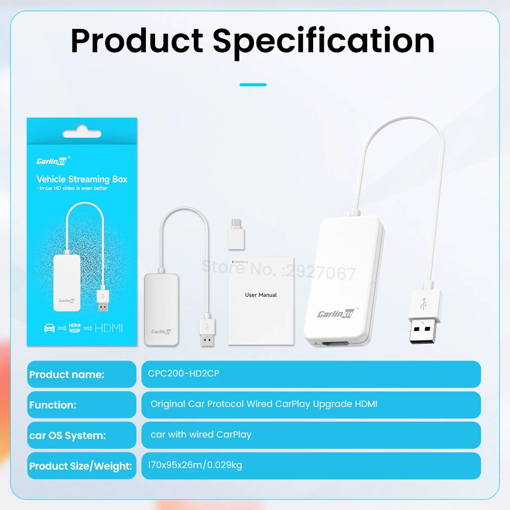 CarlinKit HDMI Converter for Wired CarPlay – Car TV Mate Car HDMI Adapter SPOT