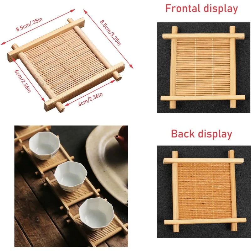 6-Piece Bamboo Coasters for Kung Fu Tea & Espresso Cups Bamboo Cup Coasters SPOT
