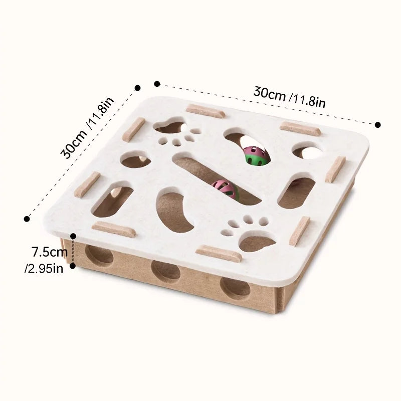 KEMORELA Cat Puzzle Maze Toy – Felt Box with Bell Ball Cat Puzzle Toy SPOT