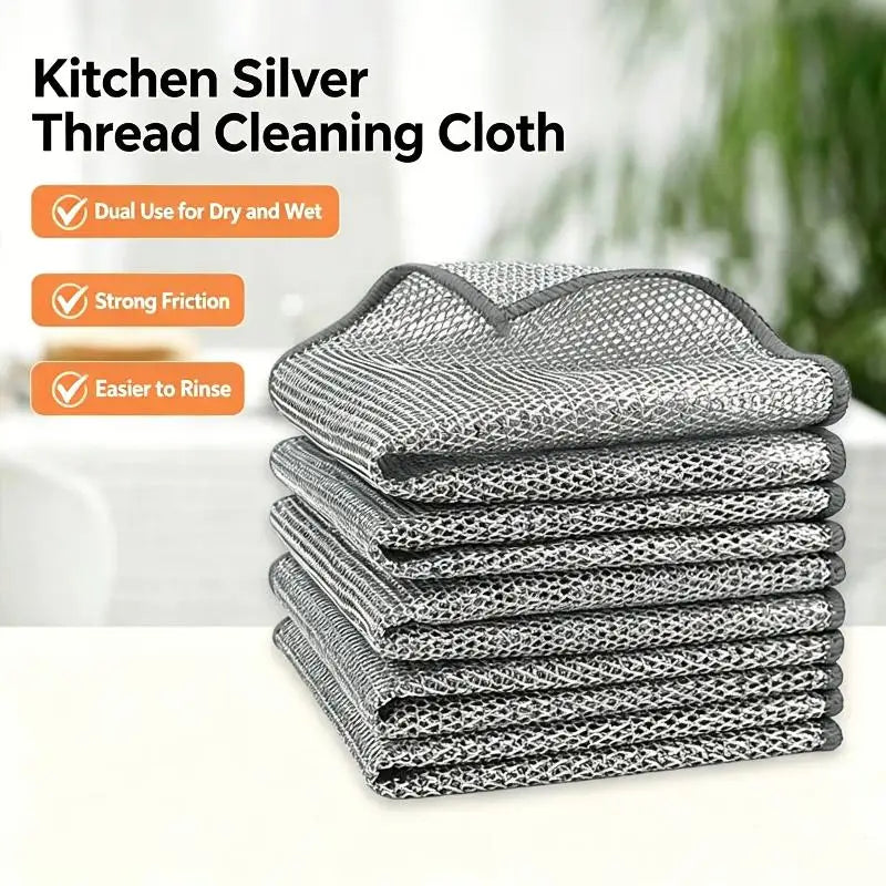 Silver Wire Cleaning Cloths – Non-Scratch Wet & Dry Scrub Pads Cleaning Scrub Cloth SPOT A6