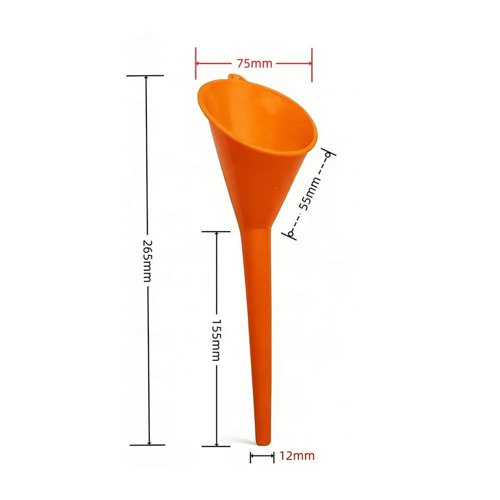 Long Stem Anti-Spill Funnel for Oil, Fuel & Fluid Transfer Automotive Funnel SPOT Orange S