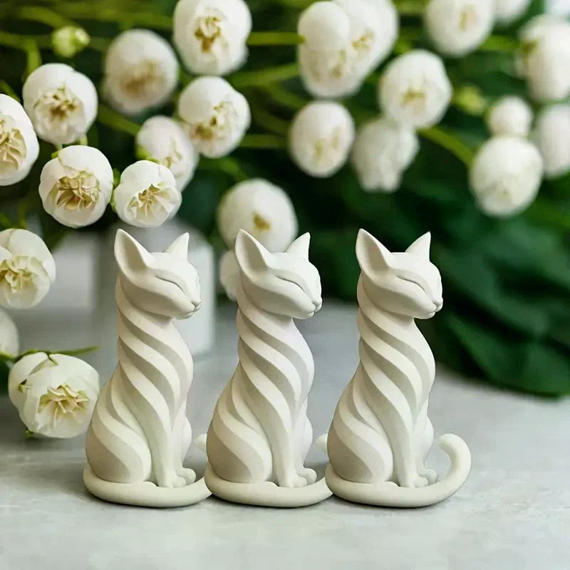Striped Cat Figurine – Indoor/Outdoor Home Décor Sculpture Cat Figurine SPOT