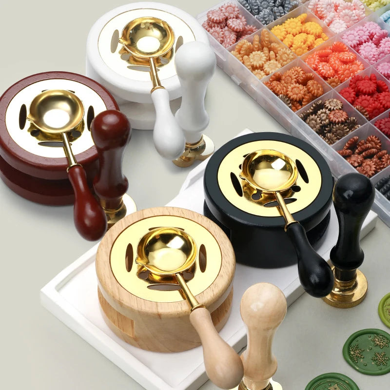 3-Piece Wax Seal Stamp Set – Melting Furnace, Spoon & Handle Wax Seal Kit SPOT