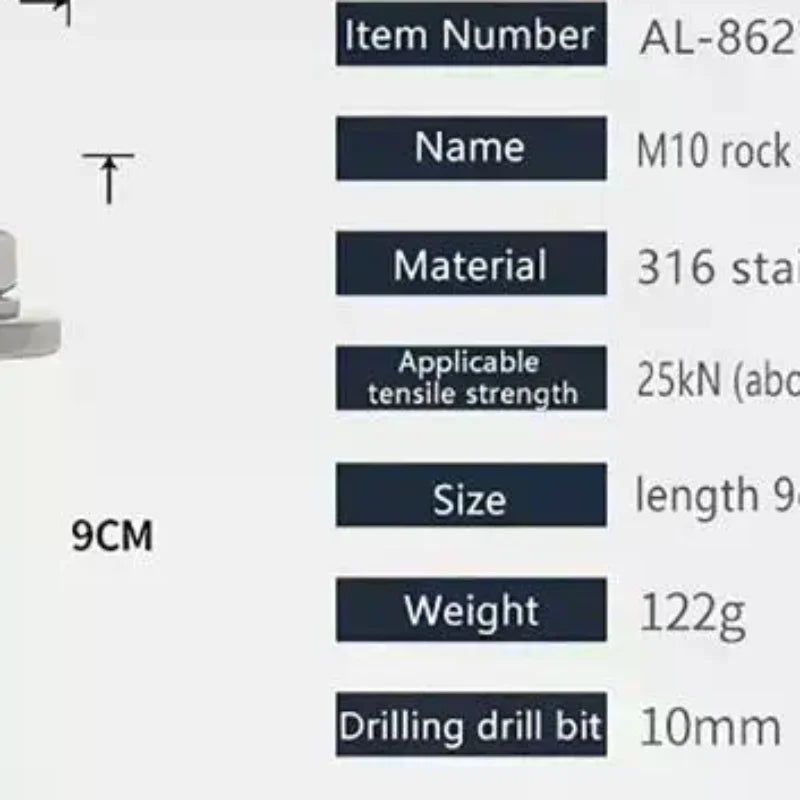 Stainless Steel Climbing Anchor Bolt Hanger M8 M10 M12 Climbing Anchor Hardware SPOT