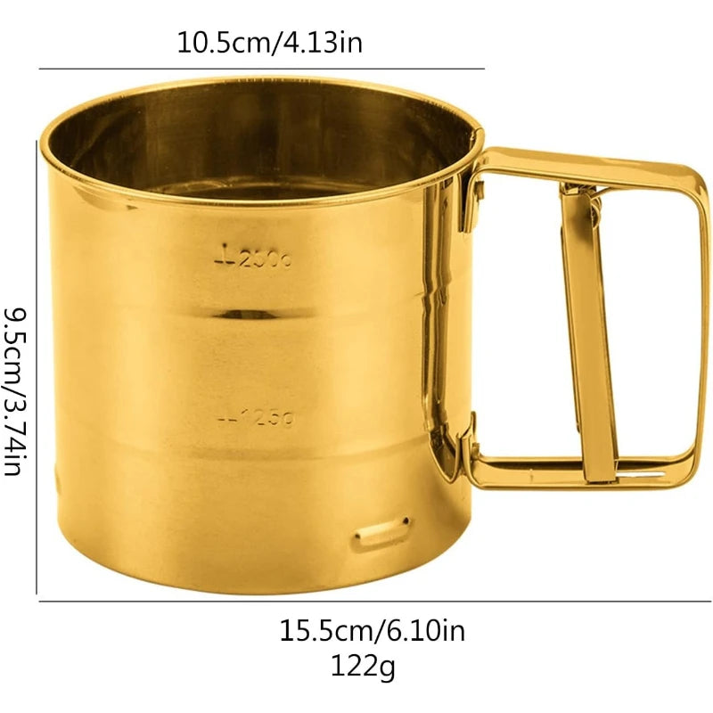 Gold Plated Hand Press Flour Sifter & Powdered Sugar Shaker Flour Sifter SPOT Golden