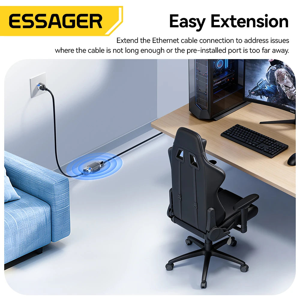 Essager RJ45 Coupler 10Gbps – Female to Female Ethernet Extender Ethernet Coupler Adapter SPOT