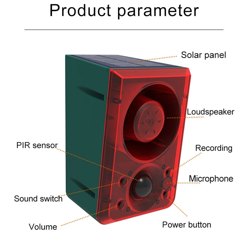 Solar Motion Sensor Alarm Light & Outdoor Animal Repeller Solar Security Alarm SPOT