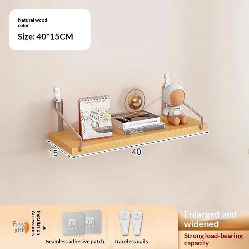 No-Drill Wooden Wall Shelf – Adhesive Hanging Organizer Wall Storage Shelf SPOT 4015cm