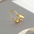 Asymmetrical Geometric Open Ring – 18K Gold Stainless Steel Fashion Ring SPOT Default Title