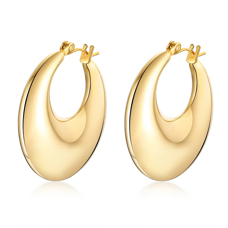 Moon Hoop Earrings for Women – Gold Stainless Steel Crescent Hoop Earrings SPOT