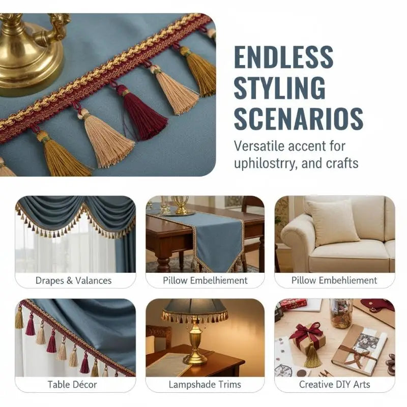 European Lace Curtain Tassels – Decorative Trim, Multi-Color Decorative Tassel Trim SPOT
