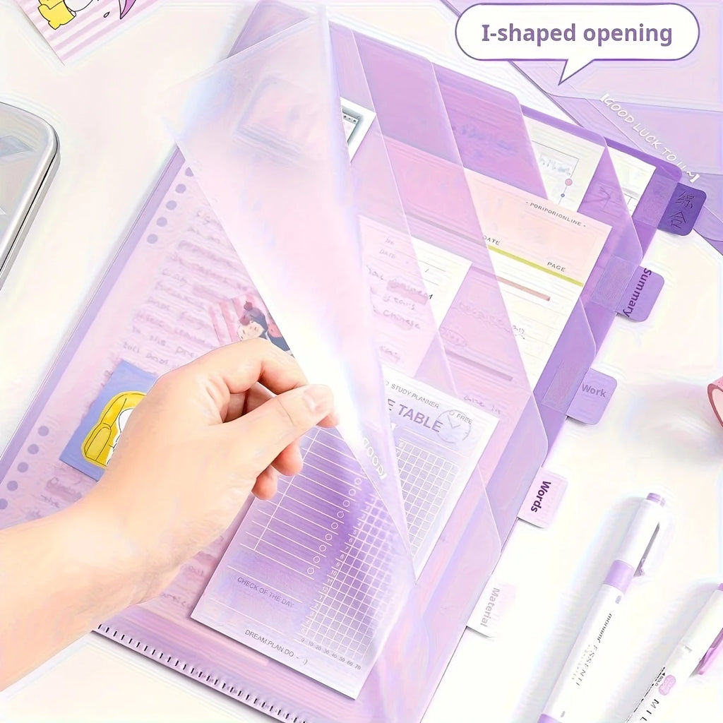A4 6-Layer Gradient Transparent File Folder – Subject Organizer File Folder Organizer SPOT