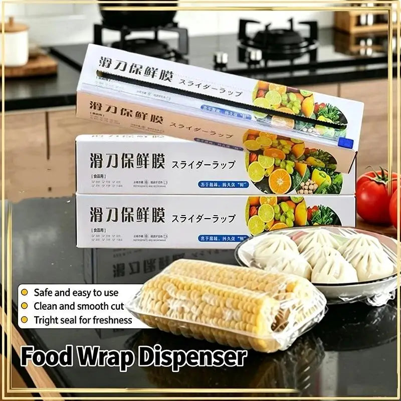 PE Cling Film Food Wrap Roll with Built-In Sliding Cutter Food Cling Wrap SPOT