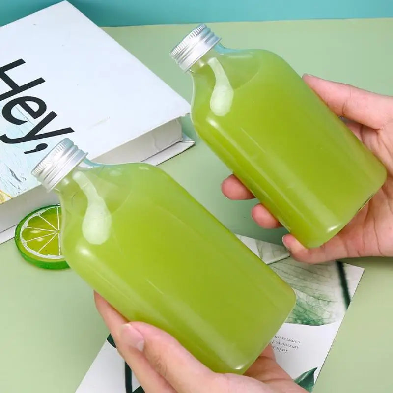 Plastic Milk Tea Bottle with Aluminum Lid – 250/350/500ml Drink Storage Bottle SPOT