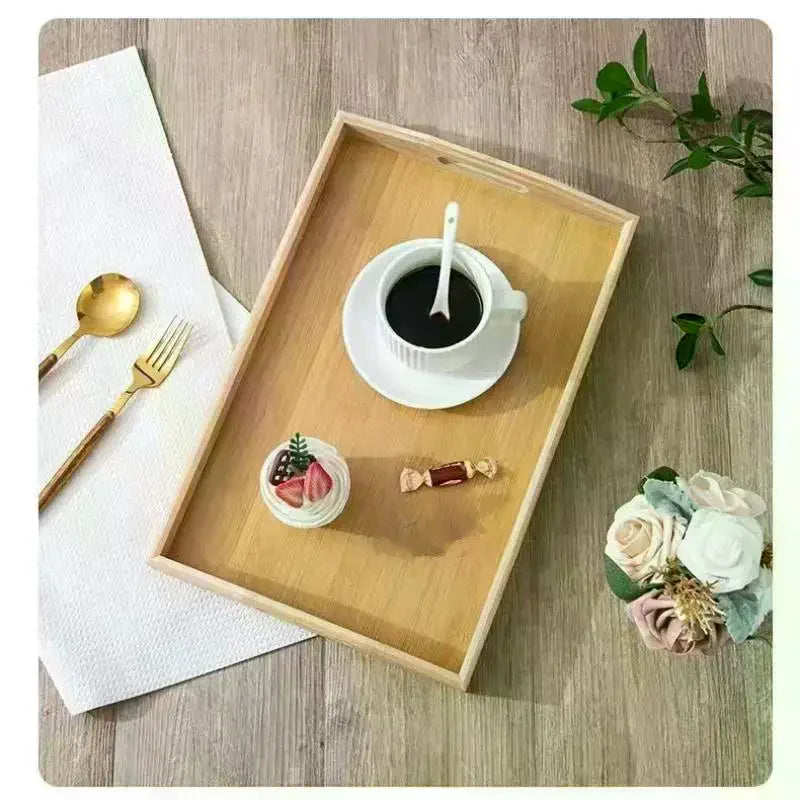 Bamboo Rectangular Serving Tray with Handles | Multi-Use Bamboo Serving Tray SPOT