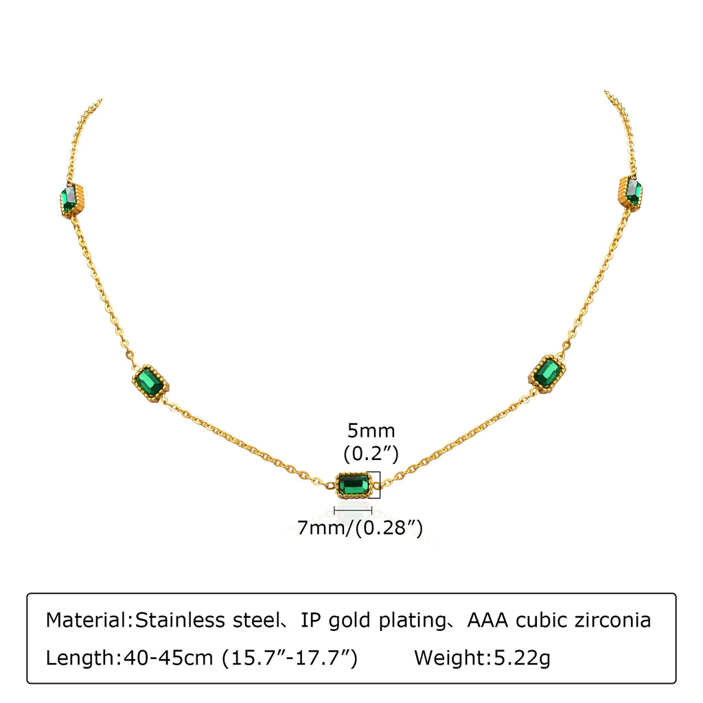 Green Cubic Zirconia Necklace – Gold CZ Charm Women's Jewelry CZ Pendant Necklace SPOT