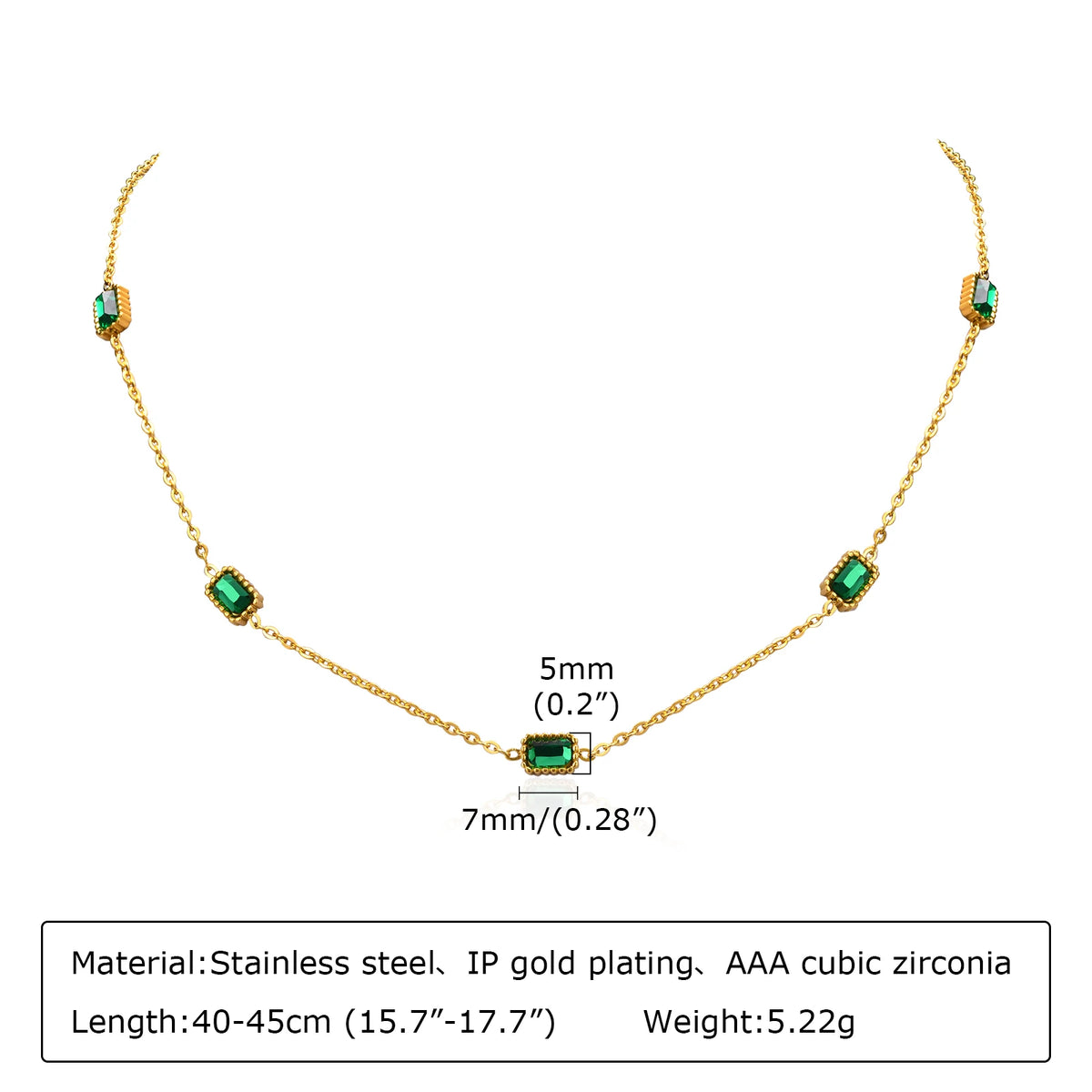 Green Cubic Zirconia Necklace – Gold CZ Charm Women's Jewelry CZ Pendant Necklace SPOT