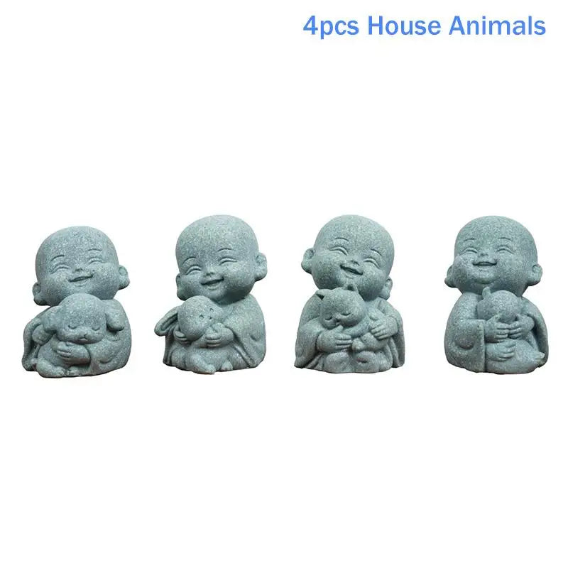 Zen Monk & Animal Statue – Resin Garden Sculpture Indoor/Outdoor Garden Sculpture SPOT A3