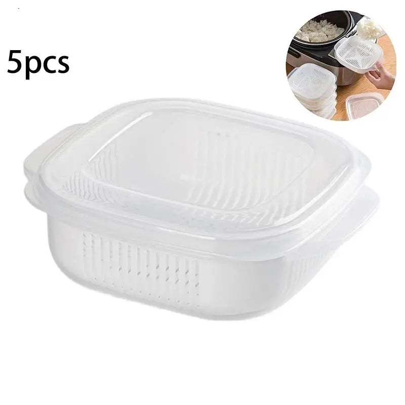 Microwave Meal Prep Containers with Drain Grid & Lid – 2/5 Pack Food Storage Container SPOT A2