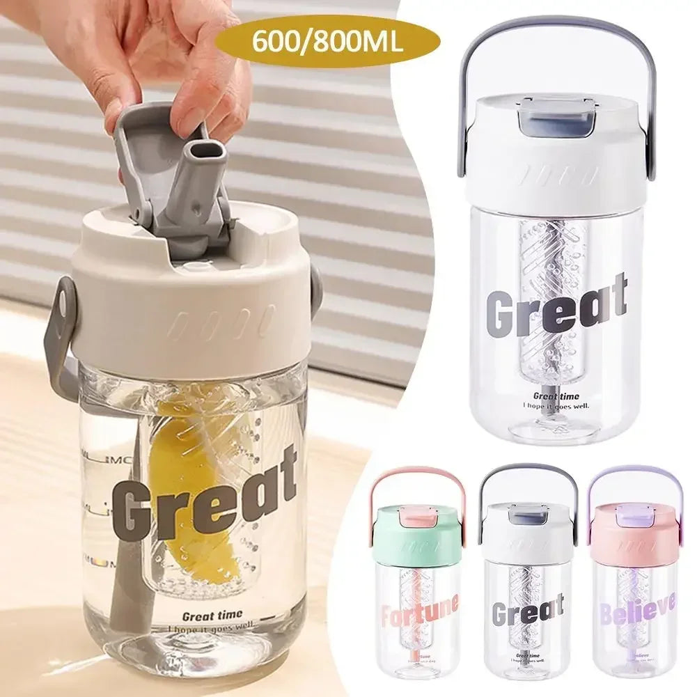 Portable Sports Water Bottle 600ml/800ml – Straw Lid, Eco-Safe Sports Water Bottle SPOT