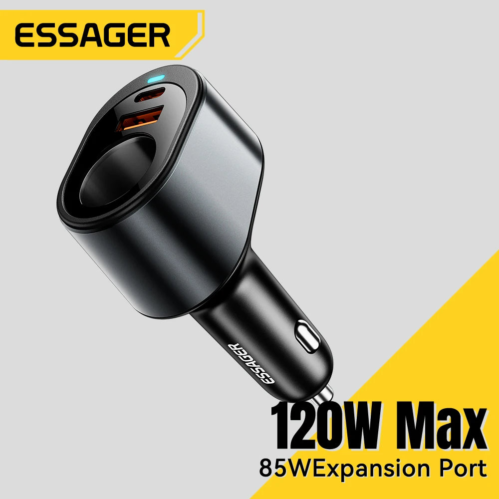 Essager 120W USB-C Car Charger with 85W Cigarette Lighter Port USB-C Car Charger SPOT