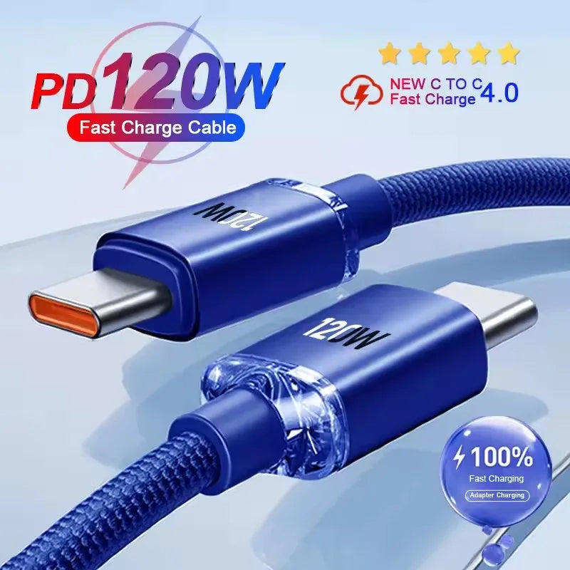 120W Fast Charging Nylon Braided USB-A to USB-C Cable USB-C Charging Cable SPOT