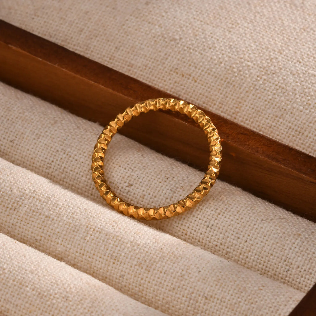 Hammered 18K Gold Plated Stacking Ring – 2mm Midi Knuckle Stacking Ring SPOT
