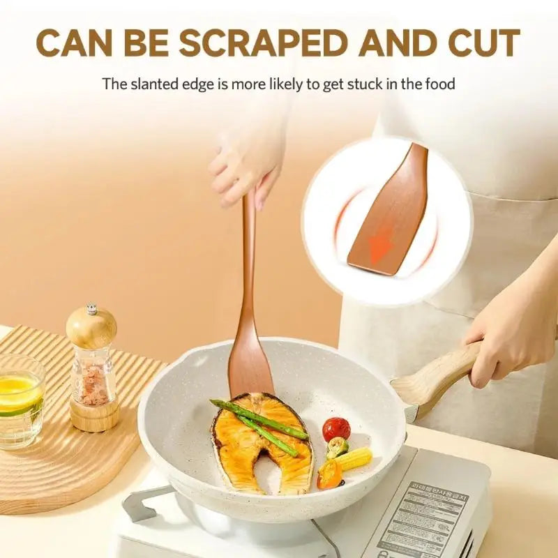 Natural Solid Wood Spatula – Non-Scratch Kitchen Turner Wooden Kitchen Spatula SPOT