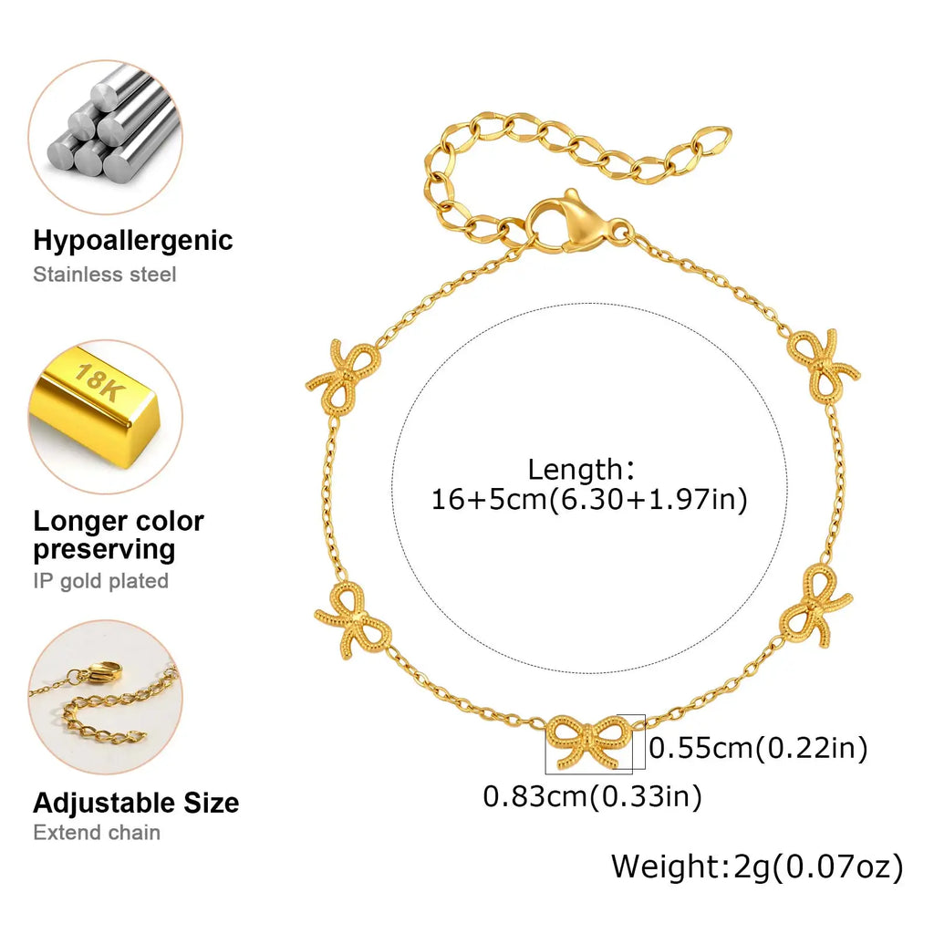 Multi Bowknot Bracelet – 18K Gold Plated Stainless Steel Women Chain Link Bracelet SPOT