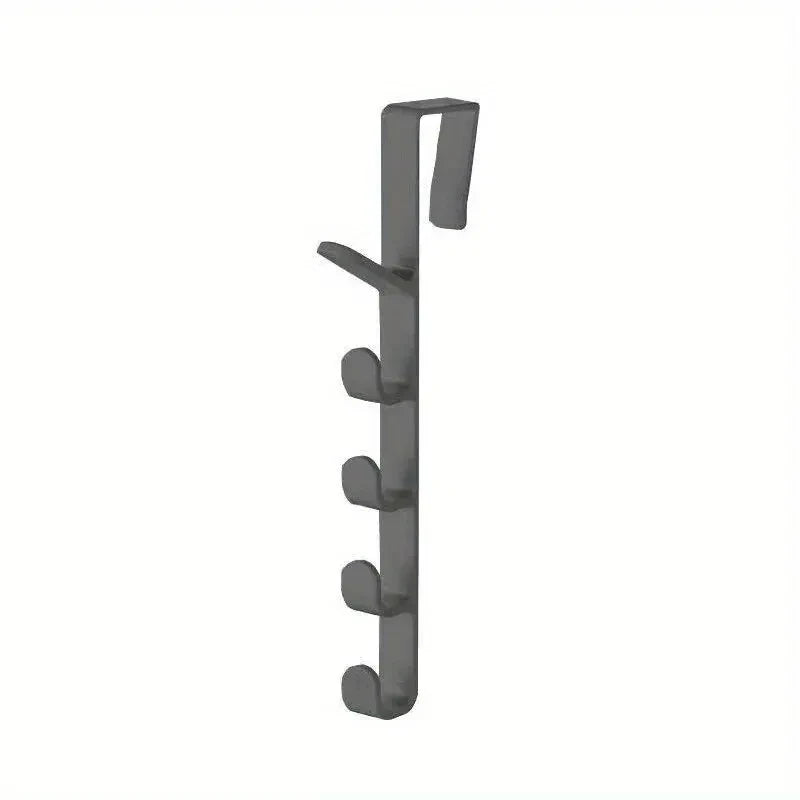 5-Hook Over-the-Door Bag & Clothes Hanger Rack – ABS Plastic Door Hook Rack SPOT black