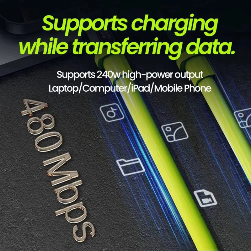 240W USB-C Fast Charging Cable – 10A Silicone Type-C Cord USB-C Charging Cable SPOT