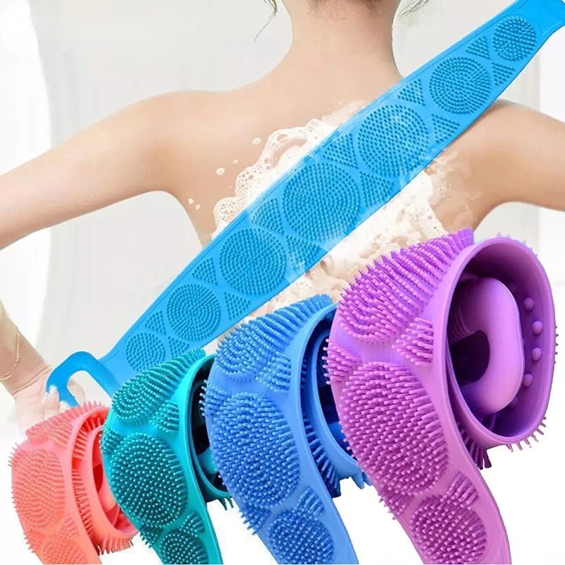 Silicone Bath Body Scrub Brush – Dual-Sided Exfoliating Belt Body Scrub Brush SPOT